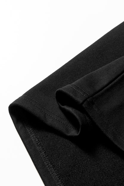 Black Preppy Striped Sleeve Loose Mini Dress