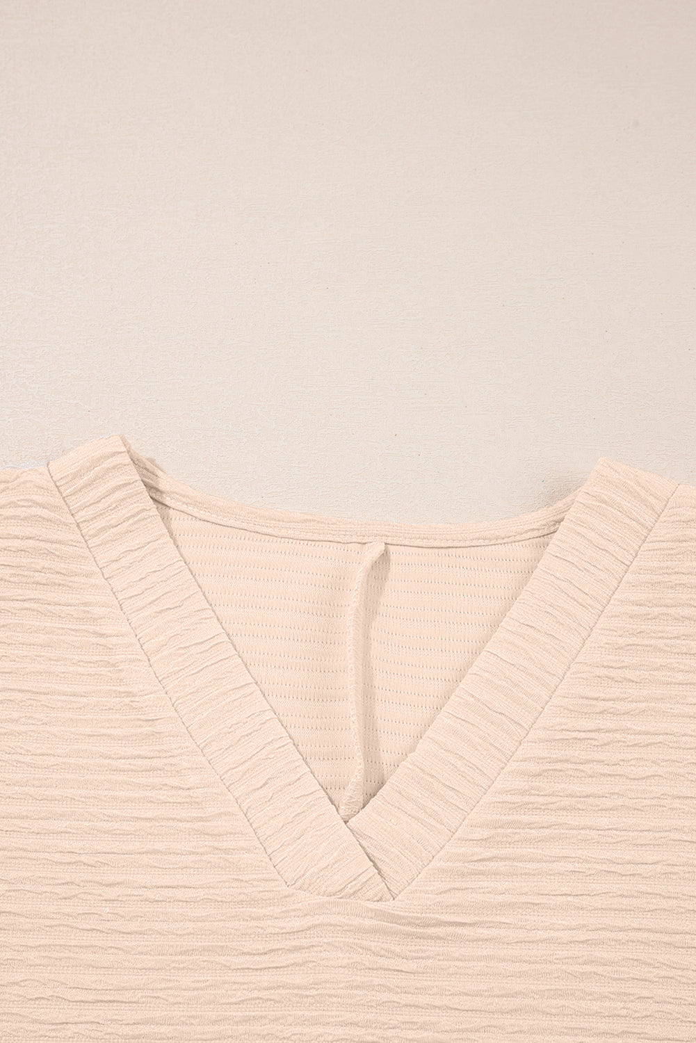 Apricot Textured V Neck T Shirt and Shorts Set