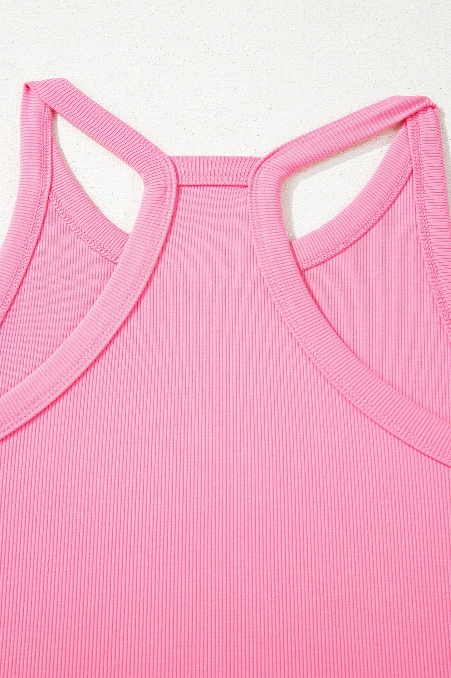 Sachet Pink Slim Ribbed Tank Top and Sweatpants Set