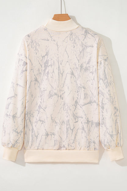 Khaki TEXAS Embroidered Camo Mock Neck Sweatshirt